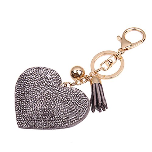 Product Cover HEART SPEAKER Romantic Dazzling Rhinestone Love Heart Charm Pendant Fringe Keychain Keyring (Gray)