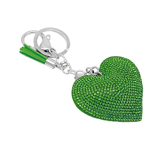 Product Cover HEART SPEAKER Romantic Dazzling Rhinestone Love Heart Charm Pendant Fringe Keychain Keyring (Green)