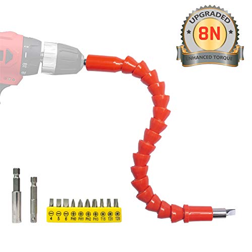 Product Cover Enhanced Edition Flexible Extension Screwdriver Drill Bit Kit Adaptor w/Magnetic Connect Drive Shaft Tip | 1/4 in Power drill adapter + 1/4 in Extender Extend Drill Bit+Drill Bit Recept