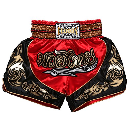 Product Cover FLUORY Muay Thai Fight Shorts,MMA Shorts Clothing Training Cage Fighting Grappling Martial Arts Kickboxing Shorts Clothing , MTSF12RB , Large