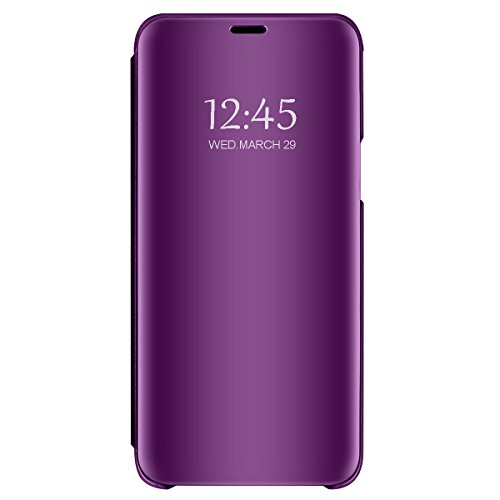 Product Cover Samsung Galaxy S8/S8 Plus Mirror Case Metal Flip Stand Phone Cover Full Anti-Scratch Resistant Protective Case for Samsung S8/S8 Plus (Samsung Galaxy S8 Plus, Purple)