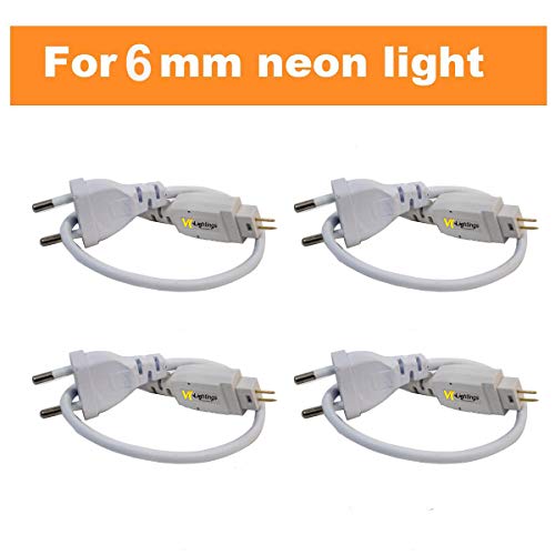 Product Cover veekaylight 220 V 2 Pin Rope Light Adapters with 6 mm Plugs (White) -Pack of 4