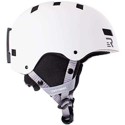 Product Cover Retrospec Traverse H1 Ski & Snowboard Helmet, Convertible to Bike/Skate, Matte White, Medium (55-59cm)