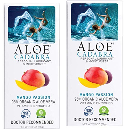 Product Cover Aloe Cadabra Flavored Personal Lubricant Organic, Natural Mango Passion Lube for Anal Sex, Oral, Women, Men & Couples, 2.5 Oz (Pack of 2)