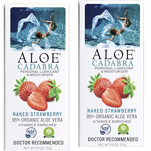 Product Cover Aloe Cadabra Personal Lubricant, Naked Strawberry Flavored Natural Lube for Sex, Oral, Women, Men & Couples, 2.5 Ounce (Pack of 2)