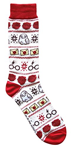 Product Cover Harry Potter Hedwig Letter Glasses Ugly Sweater Pattern Crew Christmas Socks