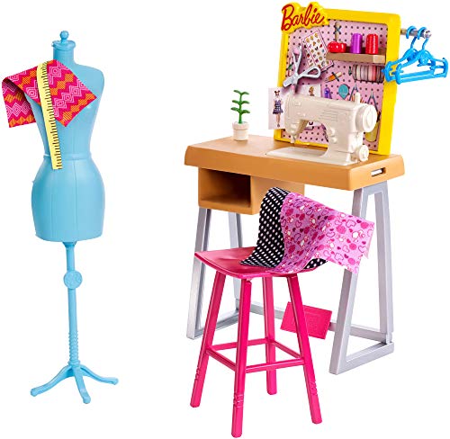 Product Cover Barbie Fashion Design Studio Playset with Sewing Machine Station, Dress Form and Themed Toys, for 3 to 7 Year Olds
