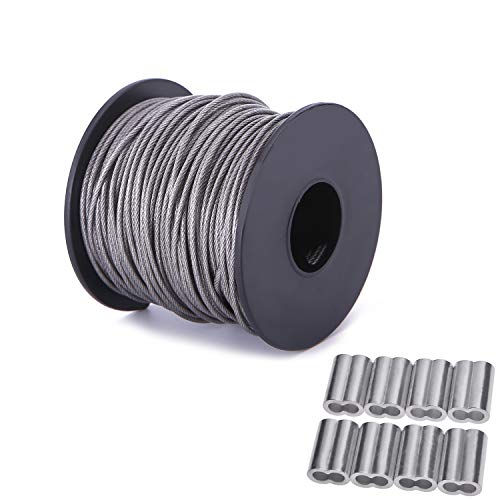 Product Cover Ubilink 167FT(50M) Picture Hanging Wire 1.5MM Up to 150lbs Stainless Steel Wire with Spool for Picture Frame Mirror Painting Hanging Objects with 20Pcs Aluminum Sleeve