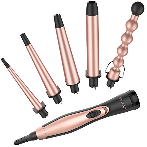 Product Cover BESTOPE 5 in 1 Ceramic Curling Iron Wand Set with 5 Interchangeable Ceramic Barrels (0.35'' to 1.25'') and Heat Resistant Glove - Rose Gold