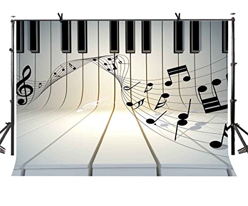 Product Cover LYLYCTY 7x5ft Music Theme Backdrop Piano Black and White Key Music Symbol Music Element Photo Studio Photography Background Props Video Studio Props LYLX436
