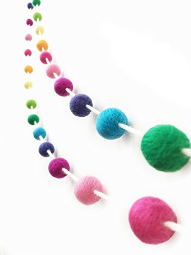 Product Cover Misscrafts Felt Ball Garland 9.8 Feet 100% Wool Roving Pom Pom Garland 35 Balls 20mm Colorful for Baby Shower Grand Opening Party Festivals Room Decorations