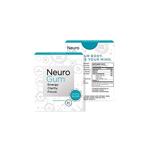 Product Cover Neuro Gum Nootropic Energy Gum | Caffeine + L-theanine + B Vitamins | Sugar Free + Gluten Free + Non GMO + Vegan (9 Count (Pack of 1), Mint)