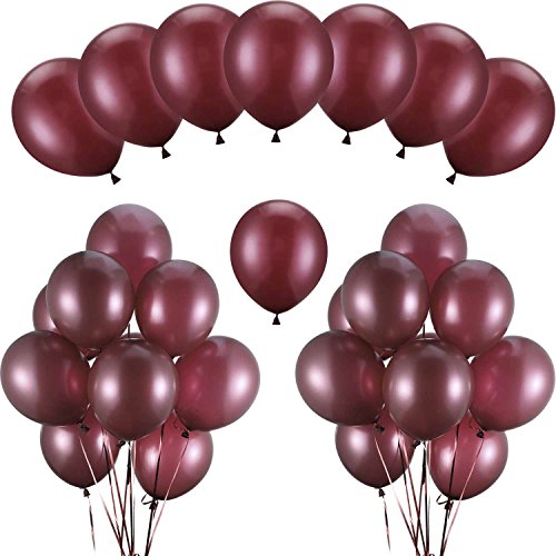 Product Cover Hestya Burgundy Balloons 100 Pack 12 Inch Latex Party Balloons Burgundy Wine Red Balloons Latex Balloons for Weddings, Birthday Party, Bridal Shower, Party Decoration (Burgundy, 12 Inch)