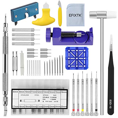 Product Cover Watch Band Strap Repair Tool Kit,104 in 1 Link Remover,Spring Bar Tool with Extra 72PCS pins,20PCS Cotter Pin,1PCS Holder,1PCS Head Hammer,1PCS Tweezers,1PCS Glasses Cloth