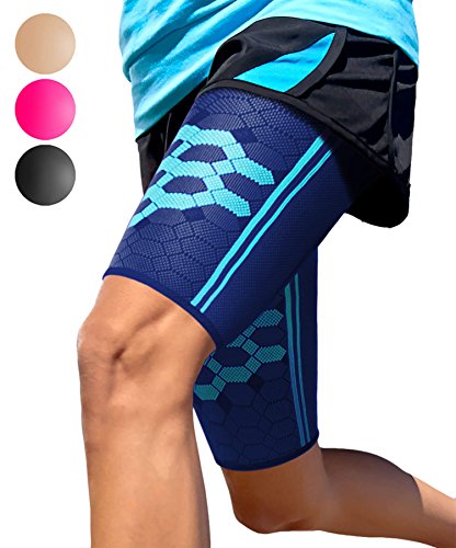 Product Cover Sparthos Thigh Compression Sleeves (Pair) - Quad and Hamstring Support - Upper Leg Sleeves for Men and Women - Made from Innovative Breathable Elastic Blend - Anti Slip