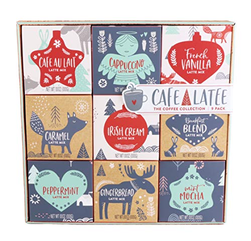 Product Cover Thoughtfully Gifts, Holiday Latte Variety Gift Set with 9 Different Seasonal Coffee Flavors Including Gingerbread, Peppermint, Mint Mocha, and More