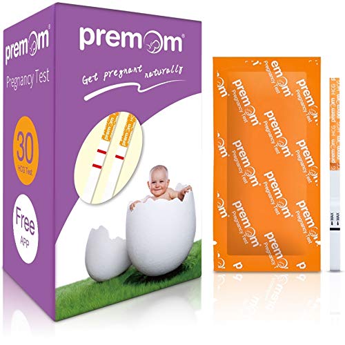Product Cover Premom 30-Pack hCG Pregnancy Test Strips -30 Individually Wrapped Pregnancy Test Kit- Over 99% Accurate and Powered by Premom Ovulation Predictor iOS and Android APP_ (Will expire on 03/31/2020)