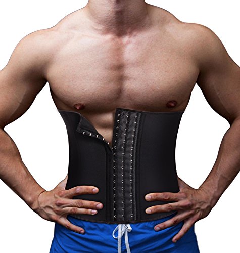 Product Cover TAILONG Waist Trainer Corset for Men Weight Loss Tummy Trimmer Compression Shaper Abdomen Sweat Wrap (Black, M)