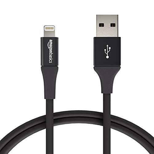Product Cover AmazonBasics USB A Cable with Lightning Connector, Premium Collection, MFi Certified iPhone Charger, 3 Foot, 2 Pack, Black