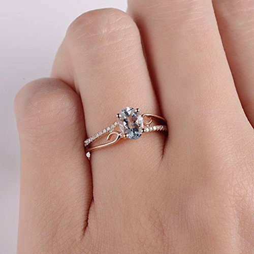Product Cover Dolland Exquisite Women Oval Rhinestone Ctystal Ring Jewelry Anniversary Proposal Promise Gift,Rose Gold,#7