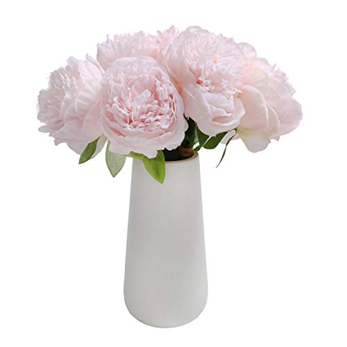 Product Cover U'Artlines 2Bouquet 10Heads Artificial Peony Silk Flower Leaf Home Office Wedding Party Festival Bar Decor (Light Pink)