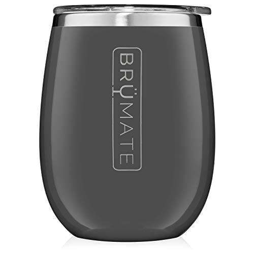 Product Cover BrüMate Uncork'd XL 14oz Wine Glass Tumbler With Splash-proof Lid - Made With Vacuum Insulated Stainless Steel (Charcoal)
