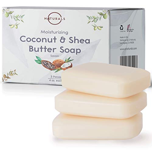 Product Cover O Naturals 3 Piece Moisturizing Organic Coconut Oil, Shea Butter Bar Soaps. Softens & Nourishes Dry Skin. Face, Hands & Body Wash. Made in USA. Triple Milled, Vegan. 4 Ounce Each