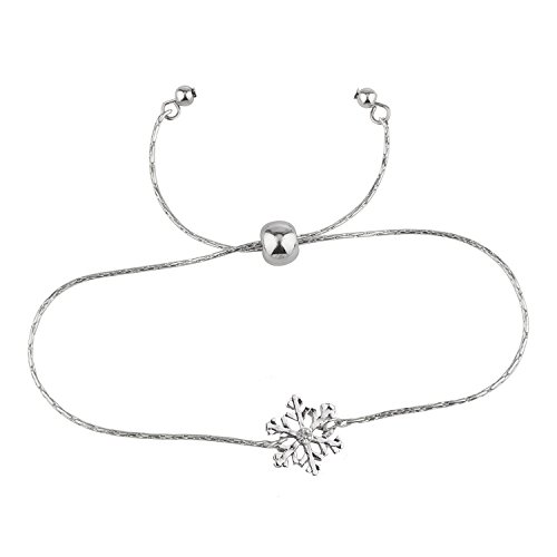 Product Cover Lux Accessories Silver Tone Simple Single Snowflake Chain Charm Bracelet
