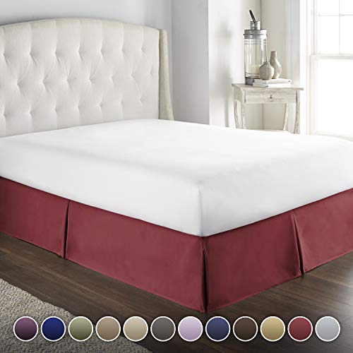 Product Cover Hotel Luxury Bed Skirt/Dust Ruffle 1800 Platinum Collection-14 inch Tailored Drop, Wrinkle & Fade Resistant, Linens (Queen, Burgundy)