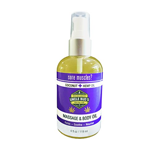 Product Cover Uncle Buds Massage Oil - Coconut Hemp - for Relaxing Massage,Body Oil,Moisturizing Skin and Sore Muscle Relief