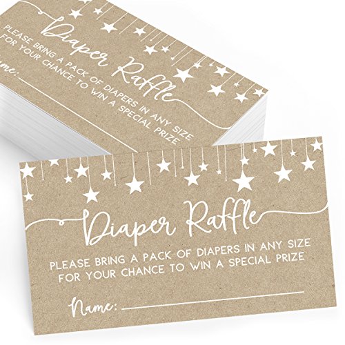 Product Cover Diaper Raffle Cards for Baby Shower, Set of 25, Raffle Tickets and Insert Cards, Baby Shower Games, Activities, and Ideas