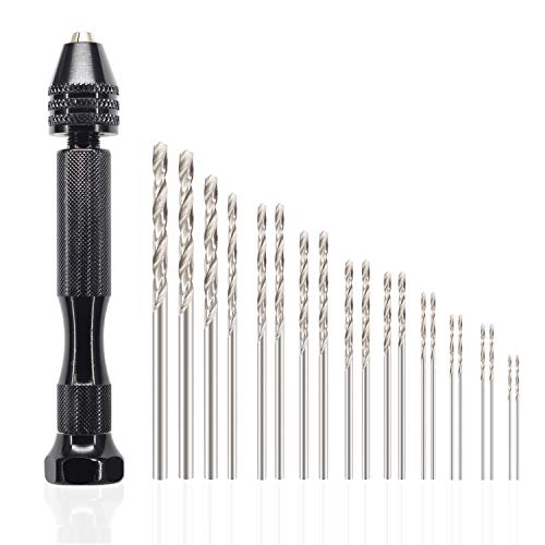 Product Cover Pin Vise Hand Drill Bits(20PCS), Micro Mini Twist Drill Bits Set with Precision Hand Pin Vise Rotary Tools for Wood, Jewelry, Plastic etc (0.6-3.0mm)