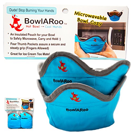 Product Cover 2- Pack Microwavable Heat Resistant Bowl Cozy Holder, Insulated Pouch to Microwave Your Food and Stop Burning Yours Hands - Machine Washable - The Original BowlARoo