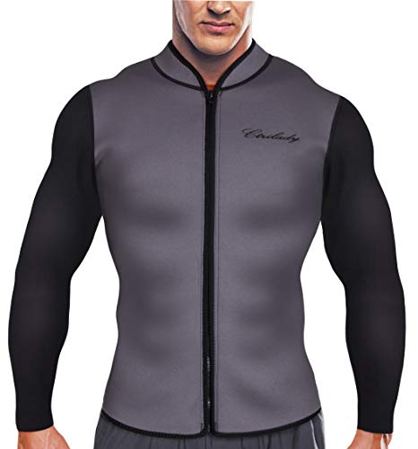 Product Cover CtriLady Men's Best Neoprene Wetsuit Jacket Front Zipper Long Sleeves Workout Tank Top for Swimming Snorkeling Surfing