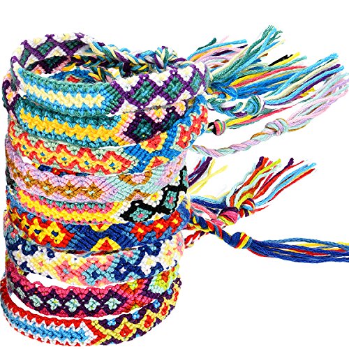 Product Cover Zhanmai 10 Pieces Woven Bracelets Handmade Friendship Bracelets Multi Color Braided Bracelet for Wrist Ankle