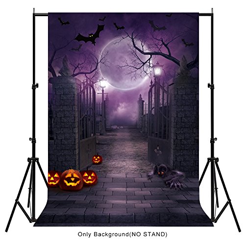 Product Cover Aytai 5x7ft Halloween Backdrops Halloween Photo Cloth for Halloween Decoration, Haunted House Moonlight Pumpkin Bat Background for Photography, Halloween Party Supplies