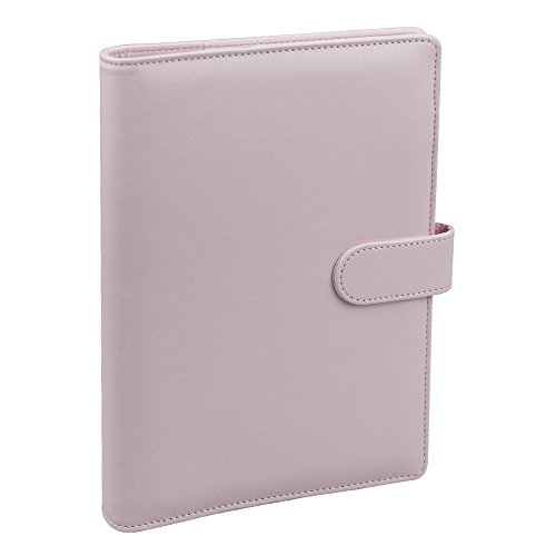 Product Cover A5 PU Leather Notebook Binder,Refillable 6 Round Ring Binder Cover for A5 Filler Paper,Macaron Notebook Personal Planner Binder with Magnetic Buckle,Pink