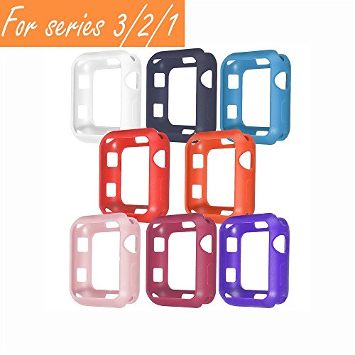Product Cover V1take Compatible with Apple Watch Case 38mm 42mm, [8 Pack] Slim Lightweight Shock-Proof Iwatch Protector Case Compatible with Apple Watch Series 3 Series 2 Series 1, Sport, Edition (Bright,42mm)