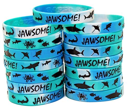 Product Cover Gypsy Jade's Shark Party Favors - Wristbands for Jawsome! Shark Themed Parties - Pack of 15!
