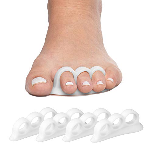 Product Cover ZenToes Hammer Toe Straightener and Corrector 4 Pack Soft Gel Crests Splints | Reduce Foot Pain, Prevent Overlap | Flexible Footcare Treatment | Stain, Odor Resistant (White)