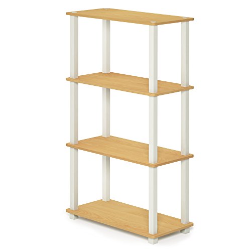 Product Cover FURINNO Turn-S-Tube 4-Tier Multipurpose Shelf Display Rack, Square, Beech/White