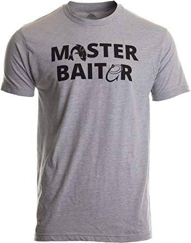 Product Cover Masterbaiter | Funny Fishing Fisherman Fish Master Baiter Dad Grandpa Joke T-Shirt-(Adult,L) Sport Grey