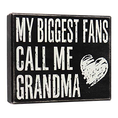 Product Cover JennyGems - My Biggest Fans Call Me Grandma - Stand Up Wood Box Sign - Gifts for Grandma, Grandma Plaque, Grandma Gift, Mother's Day, Shelf Knick Knacks