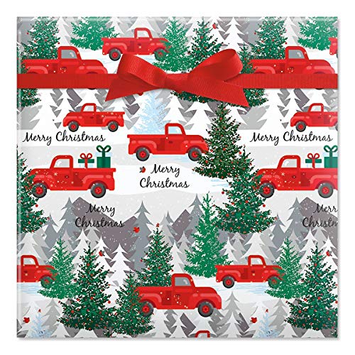 Product Cover CURRENT Red Truck Jumbo Rolled Gift Wrap - 1 Giant Roll, 23 Inches Wide by 35 feet Long, Heavyweight, Tear-Resistant, Holiday Wrapping Paper