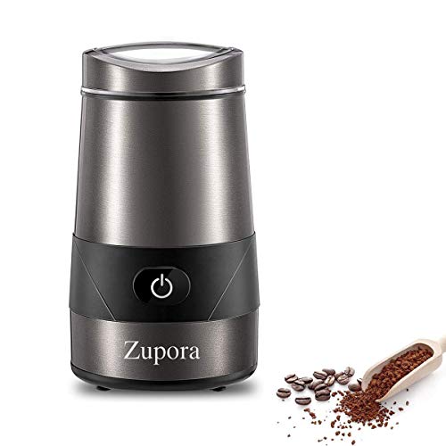 Product Cover Coffee Grinder Electric, Zupora Spice & Grains Grinder with 200W Powerful Stainless Steel Blades, 50g Large Grinding Capacity, 8 Cups, One-Button Operation, Easy to Clean by Cleaning Brush