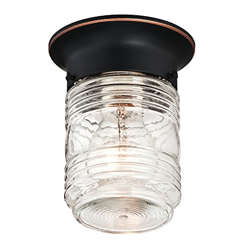 Product Cover Design House 587238 Jelly Jar 1-Light Indoor/Outdoor Flush Mount Ceiling Light, Oil Rubbed Bronze
