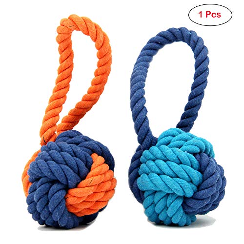 Product Cover XPangle Dog Ball Toy,Dog Interactive Rope Chew Toys Durable Teeth Throw and Tug War Plays for Medium to Large Breeds and Puppies(Blue)