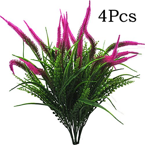 Product Cover Artificial Plants Flowers Fake Outdoor UV Resistant Plants Faux Plastic Greenery Shrubs Indoor Outside for Home Decor 4Pcs