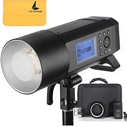 Product Cover Godox AD400Pro Witstro All-in-One Outdoor Flash 400ws Strong Power,0.01~1s Recycle Time,12 Continuous Flashes in 1/16 Power Output,30w LED Modeling Lamp,390 Full Power Pops,Stable Color Temperature