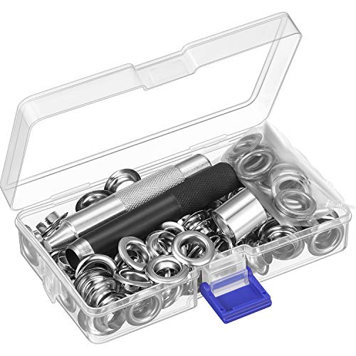 Product Cover Pangda Grommet Tool Kit, Grommet Setting Tool and 100 Sets Grommets Eyelets with Storage Box (1/2 Inch Inside Diameter)